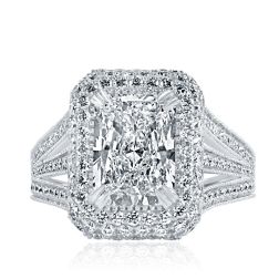 GIA 3.18CT E-VVS2 Radiant Lab Grown Diamond Ring 14k White Gold (5.20 TCW)