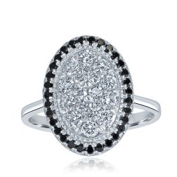 Mosaic 1 CT Round Cut Cluster Natural Diamond Ring 10k White Gold