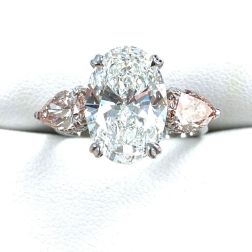 3 Stone IGI 4.50 Ct E-VS1 Oval Cut Lab Grown Diamond Ring 14k White Gold