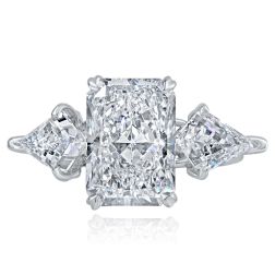 3 Stone IGI 5.06Ct F-VS1 Radiant Lab Grown Diamond Ring 14K White Gold 7.92 TCW
