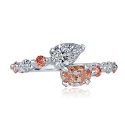 1.64 CT Bypass Art Deco Design Lab Grown Diamond Ring 14k White Gold