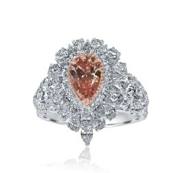 Pear Shape 0.84Ct Intense Pink Lab Grown Diamond Engagement Ring 14K White Gold