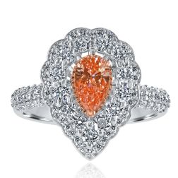 0.51CT Pear Lab Grown Fancy Vivid Pink Diamond Ring 14k White Gold 1.76Ctw