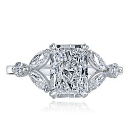 IGI 2.68 TCW E-VVS2 Radiant Lab Grown Diamond Ring 14k White Gold