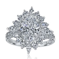 Sunburst IGI 2.04 Ct Oval Cut Lab Grown Diamond Ring 14K White Gold