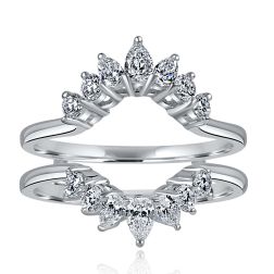 0.75 Ct Lab Grown Diamond Tiara Enhancer Wedding Ring 14k White Gold 