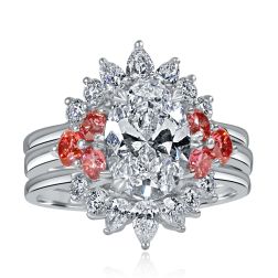 3.44 Ctw IGI Oval Cut Lab Grown Diamond Bridal Set 14K White Gold