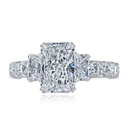 3 Stone Radiant Cut 2.05 Ct D-VS1 IGI Lab Grown Diamond Ring 14k White Gold