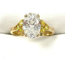 IGI 2.50 CT Oval Cut Lab Grown Diamond Engagement Ring 14k Yellow Gold