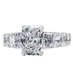 4.18 TCW IGI (2.10) CT Radiant Cut Lab Grown Diamond Ring 14k White Gold
