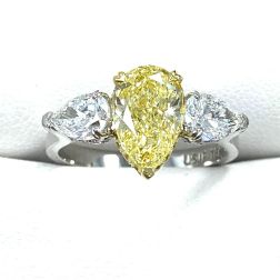 3 Stone IGI 3.55 Ct Pear Cut Lab Grown Diamond Ring 18k White Gold