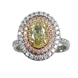 1.87Ctw Intense Yellow Oval Cut Lab Grown Diamond Ring 14K White Gold