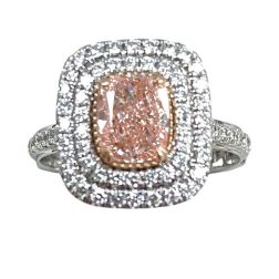 1.82 Ctw Fancy Vivid Pink Cushion Lab Grown Diamond Ring 14k Gold