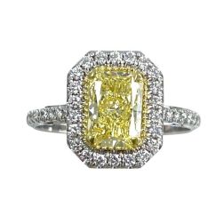 IGI 1.68 TCW Radiant Intense Yellow Lab Grown Diamond Ring 14k Gold