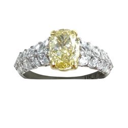 2.14Ctw IGI Oval Yellow Lab Grown Diamond Engagement Ring 14k White Gold