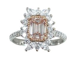 1.83 Ctw Emerald IGI Lab Grown Fancy Intense Pink Diamond Ring 14k