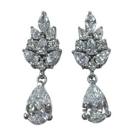 IGI 3.79 Ctw Pear Lab Grown Diamond Bridal Earrings 14k White Gold