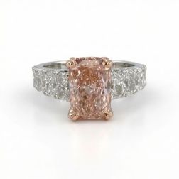 2.05 Ct IGI Vivid Pink Radiant Lab Grown Diamond Engagement Ring 14k White Gold 4.01Ctw