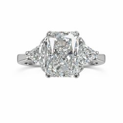 3 Stone 3.09 Ct IGI Radiant Lab Grown Diamond Ring 14k White Gold