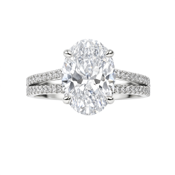 2.53 Ctw (2.03) IGI Oval Cut Lab Grown Diamond Ring 14k White Gold