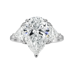 3 Stone IGI 4.04 TCW Lab Grown Pear Diamond Ring 14k White Gold
