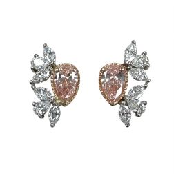 1.30CT Pear Lab Grown Pink Diamond Stud Earrings 14k White Gold