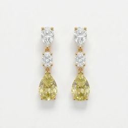 1.75 Ct Intense Yellow Pear Lab Grown Diamond Teardrop Earrings 14K Gold