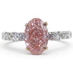 2 Ct IGI Vivid Pink Oval Lab Grown Diamond engagement Ring 14K White Gold