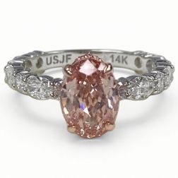  2.07 CT IGI Vivid Pink Oval Lab Diamond Engagement Ring 14K White Gold