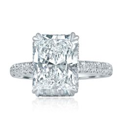 GIA 4.15CT E-VVS2 Radiant Lab Grown Diamond Ring 14k White Gold (4.86 TCW)