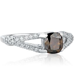 1.48 Ct Champagne Cushion Diamond Engagement Ring 14k White Gold