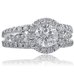 2.00 Ct Round Diamond Engagement Split Shank Ring 14k White Gold