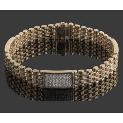 1.95 CT ID Diamond Men's Flexible Bracelet 14k Yellow Gold 42.4 g 8.5''