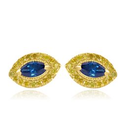 Marquise Blue Diamond Stud Earrings 14k Yellow Gold (0.87 ctw)