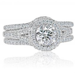 Round Cut 1.72 TCW Diamond Bridal Set 14k White Gold