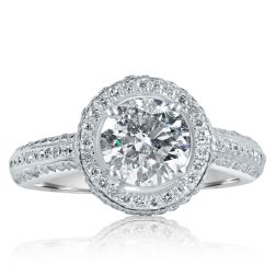 2.33 CT Round  Cut Diamond Engagement Ring 14k White Gold 