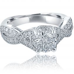 1.58 Ct Round Diamond Twisted Infinity Engagement Ring 14k Gold