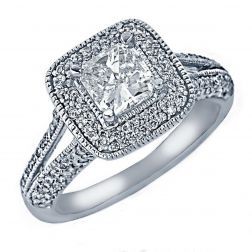 Radiant Diamond Engagement 1.60 Ctw Proposal Ring 14k White Gold