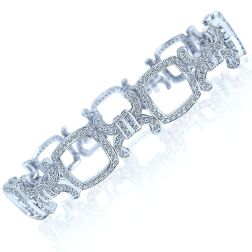 3.32 Ct XOXO Link Diamond Bracelet 14k White Gold