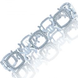 1.73 Ct Round Diamond XOXO Link Women's Bracelet 14k White Gold