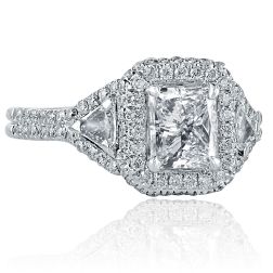 Radiant Cut Trillion Side 1.86 Ct Diamond Engagement Ring 18k Gold