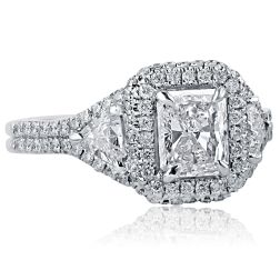 Radiant Cut 1.97 TCW Diamond Engagement Ring 18k White Gold