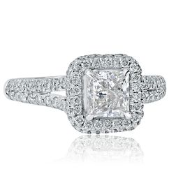 1.64 Ct Princess Solitaire Diamond Engagement Ring 14k White Gold
