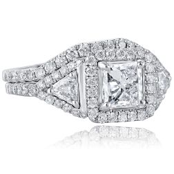 Princess Diamond Engagement 2.29 Ct Wedding Ring Set 14k Gold