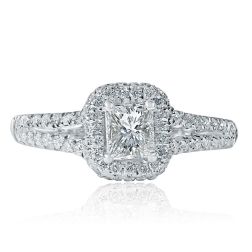 Radiant Cut 1.04 Ct Diamond Engagement Ring 18k White Gold