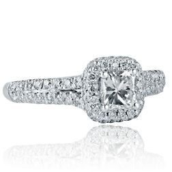 Radiant Cut 1.01 CT Diamond Halo Engagement Ring 14k White Gold