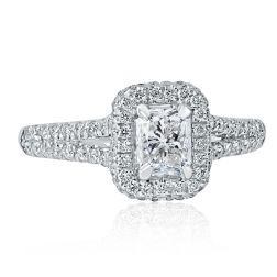 Radiant Cut 1.10 Carat Diamond Engagement Ring 18k White Gold 