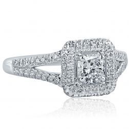Radiant Diamond Engagement 1.06 CT  Proposal Ring 18k White Gold 