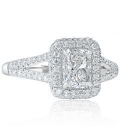 Radiant Diamond 1.60 CT Engagement Ring 18k White Gold 