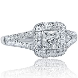 Radiant Cut 1 CT Diamond Engagement Ring 18k White Gold